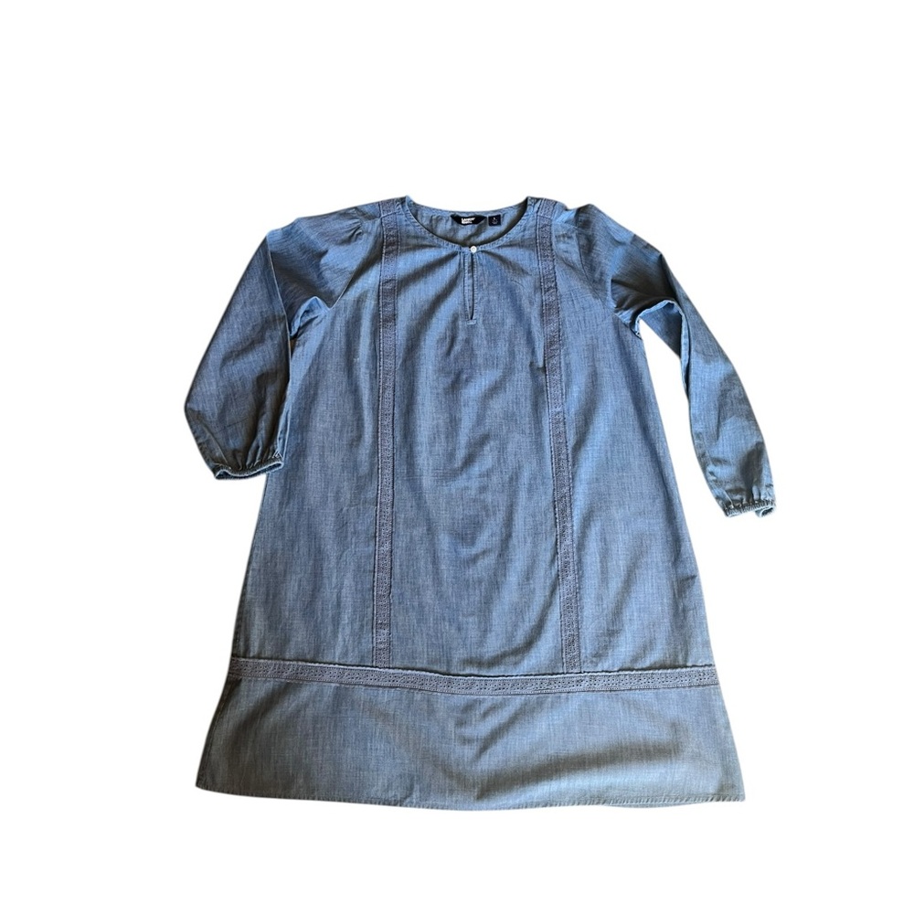 Lands' End Light Blue Long Sleeve Denim-Style Dress L (12-14)